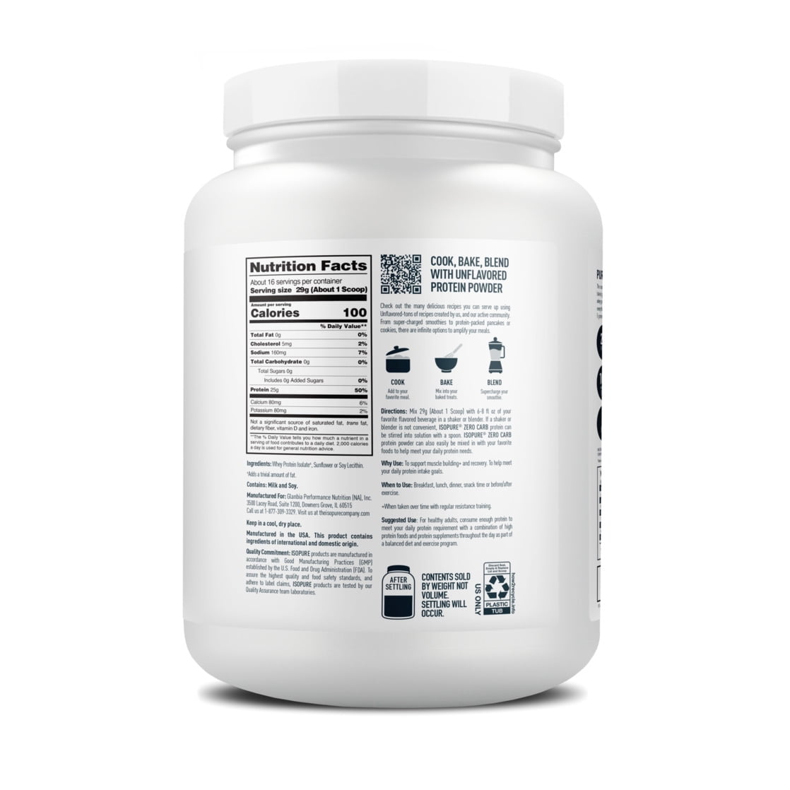 Isopure Zero Carb 100% Whey Protein Isolate Unflavored Protein Powder, 25g, 16 Servings — sports nutrition product, view 9