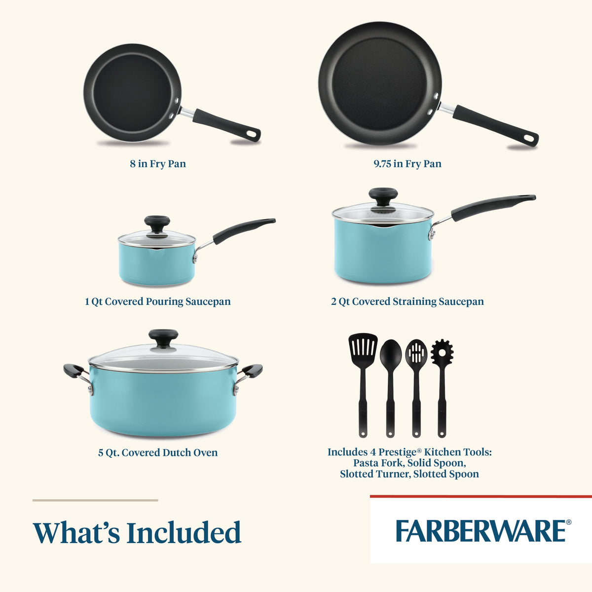 (3 pack) Farberware Easy Clean 12-Piece Nonstick Cookware Set with Cooking Tools - image 2 of 6