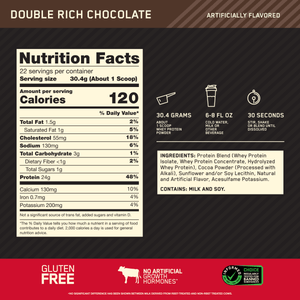 Optimum Nutrition, Gold Standard 100% Whey Protein Powder, Double Rich Chocolate 1.5lb Tub — sports nutrition product, view 2