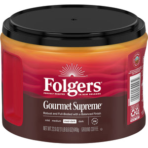 Folgers Gourmet Supreme Ground Coffee, Medium Dark Roast, 22.6 oz Canister — coffee and drinks product, view 5