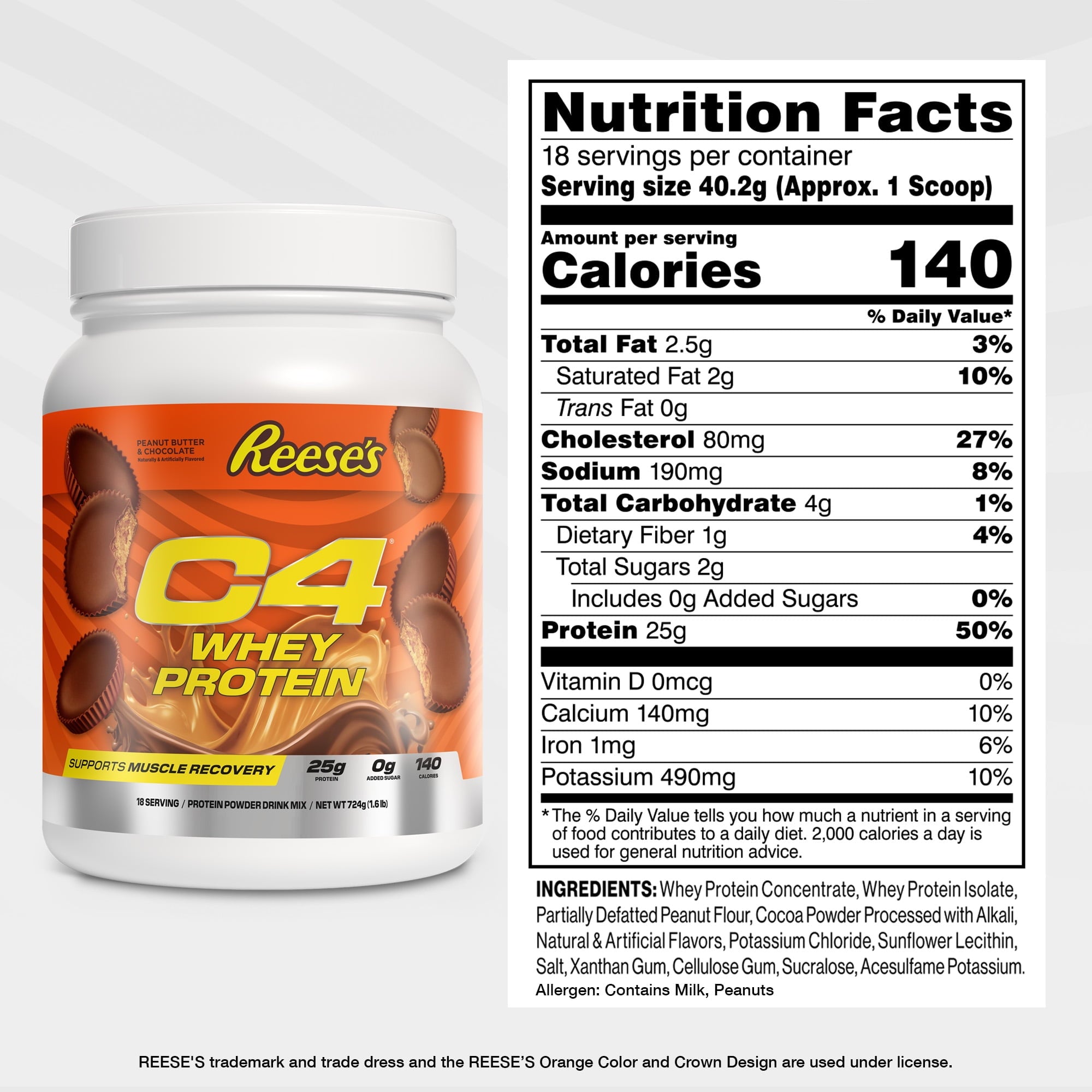 Cellucor C4 Whey Protein Powder, Reese's Peanut Butter Cup Flavor, 25g of Protein — sports nutrition product, view 2