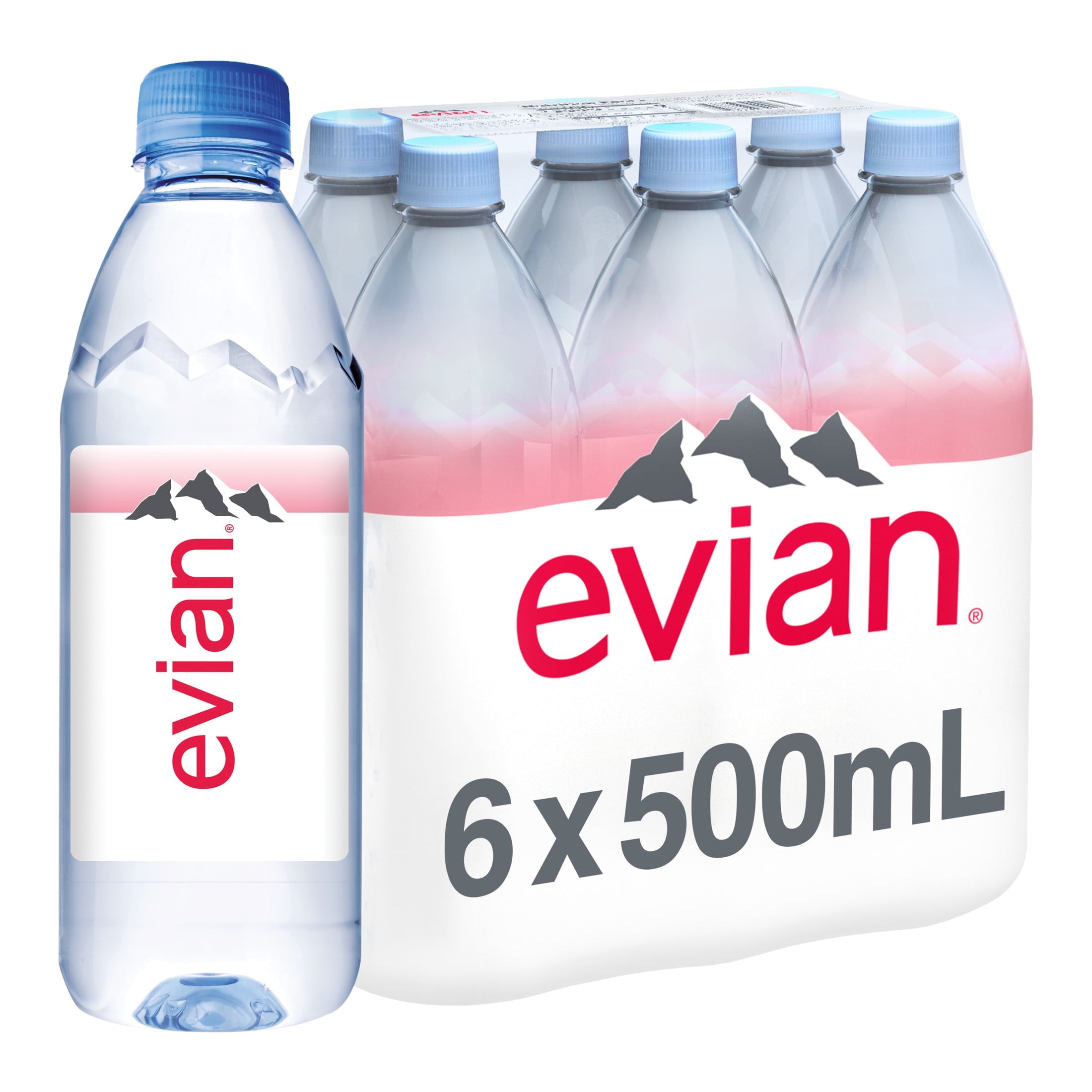 evian Natural Spring Water, 16.9 fl oz, 6 Pack Bottles — coffee and drinks product