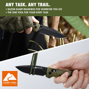 Ozark Trail 7.5 inch Folding Knife,D2 Blade,Ball Bearing,OD Green Handle — sports and outdoor product, view 8
