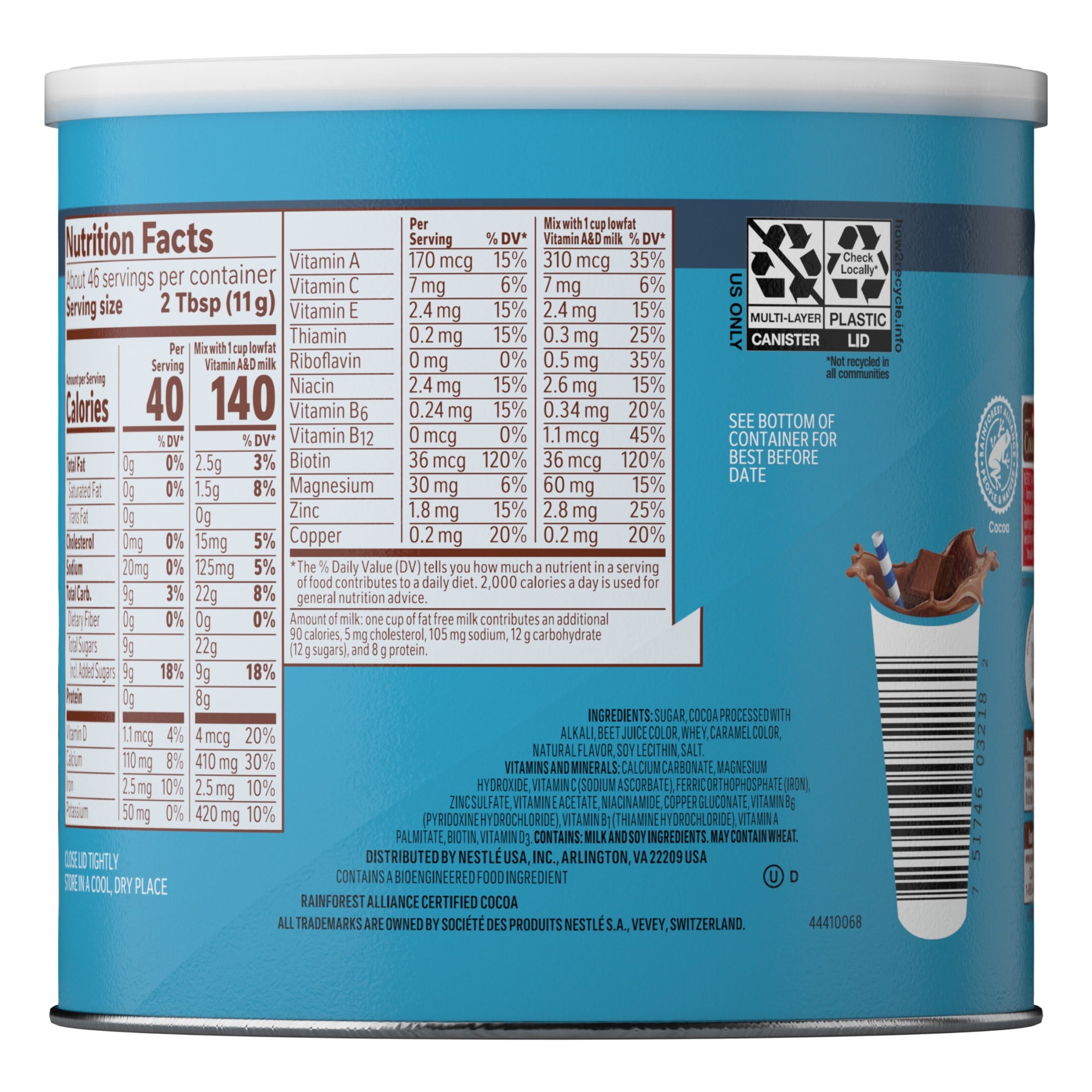 Ovaltine Rich Chocolate Powdered Stir In Drink Mix for Hot and Cold Milk, 18 oz — coffee and drinks product, view 2