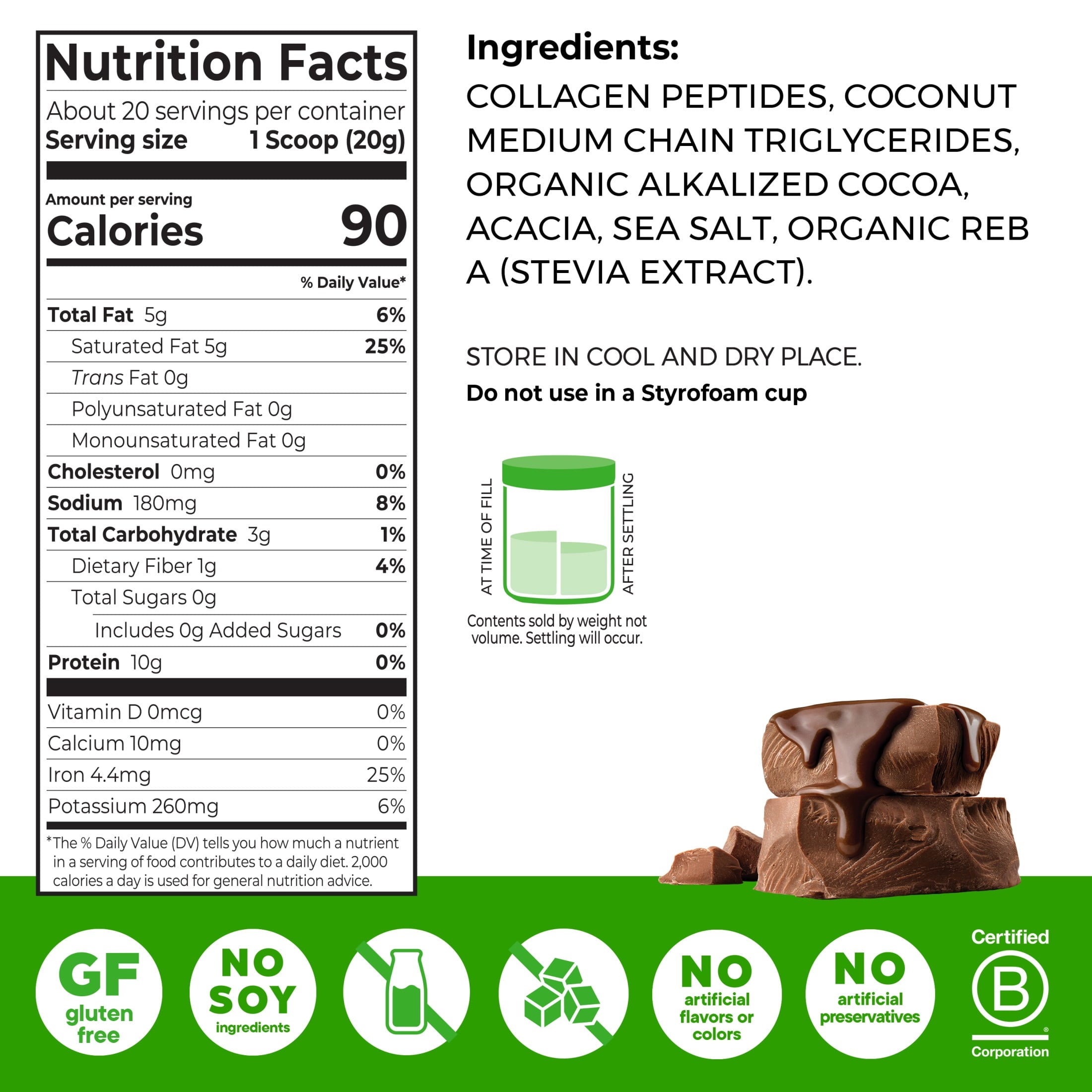 Orgain Keto Collagen Protein Powder, 10g Grass-Fed Collagen, 5g MCT Oil, Chocolate, .88lb — sports nutrition product, view 7