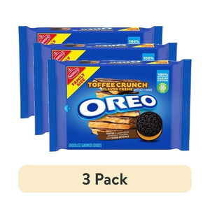 (3 pack) OREO Toffee Crunch Creme with Sugar Crystals Chocolate Sandwich Cookies, Family Size, 17 oz — grocery item