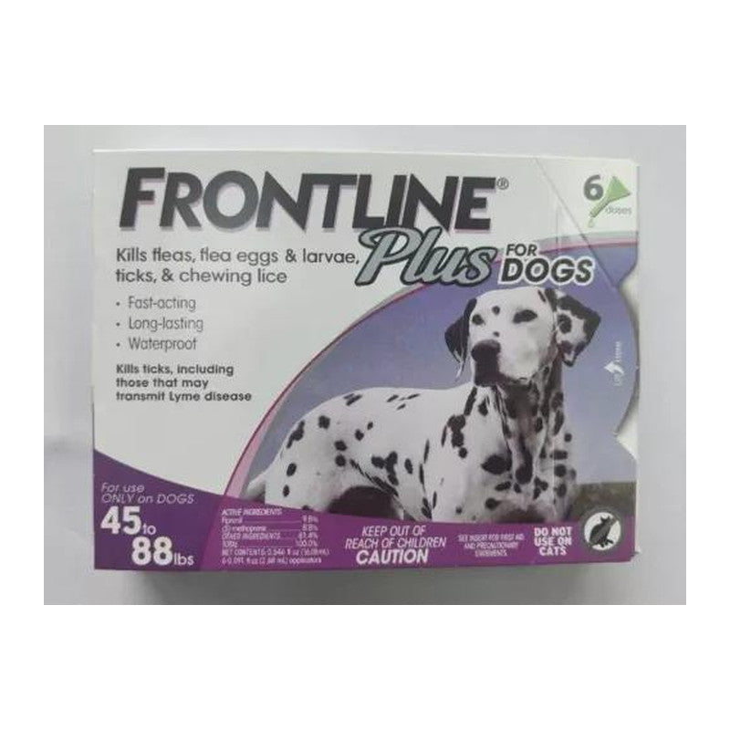 Frontline Plus For Dogs 45 to 88 LBS 6 Doses 6 Month Supply — pet supply