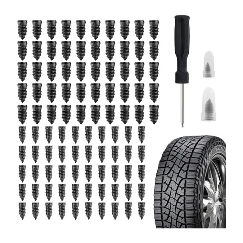 100Pcs Tire Repair Rubber Nails Tyre Puncture Repair Screws Kit with Screwdriver — automotive part