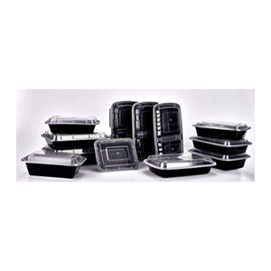 Black Rectangle Microwavable Container 58oz (150/case) — food service cups and containers