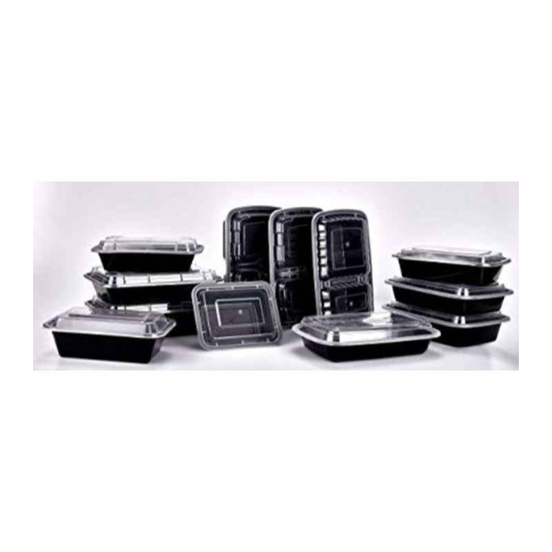 Black Rectangle Microwavable Container 58oz (150/case) — food service cups and containers