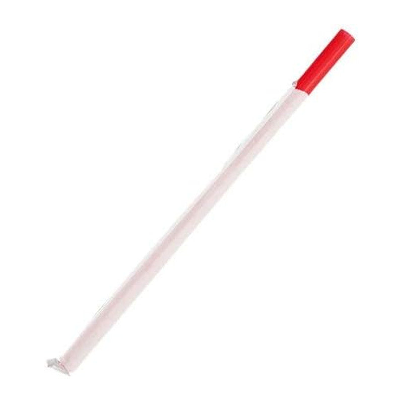 GCI Red Stripe Wrapped Giant Straw (2400/case) — disposable cutlery