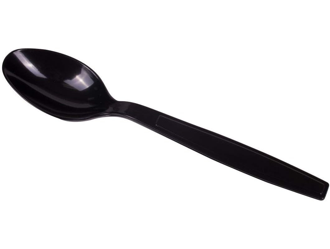 Heavy Weight Black Wrapped Teaspoon (1000/case) — disposable cutlery