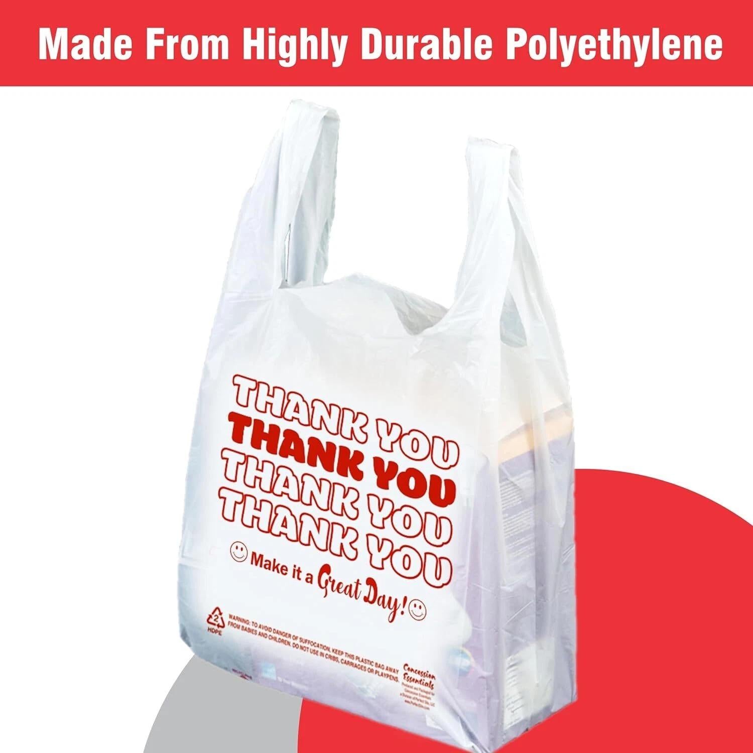 1/8 Thank You T-Shirt Bag (1000/case) — packaging supply