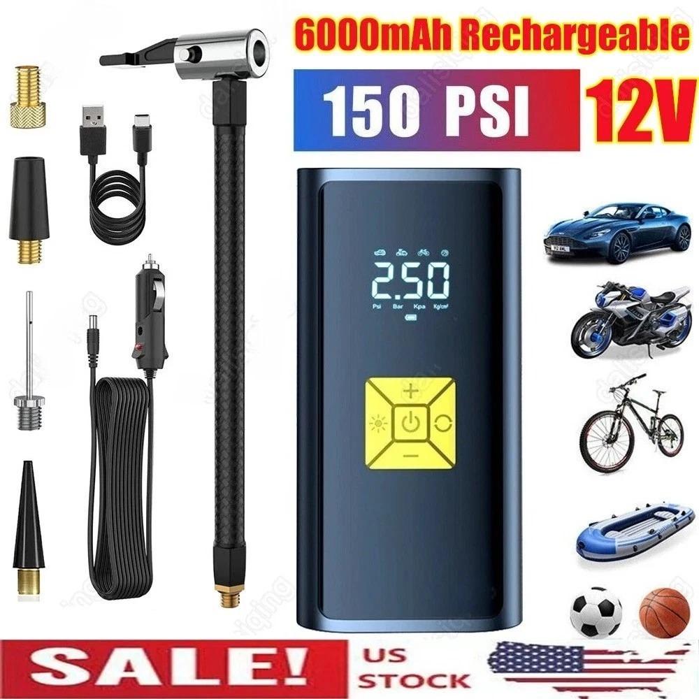 150 PSI Air Compressor Tire Inflator Fits Car Moto Bike Tires Air Pump Cordless — retail product