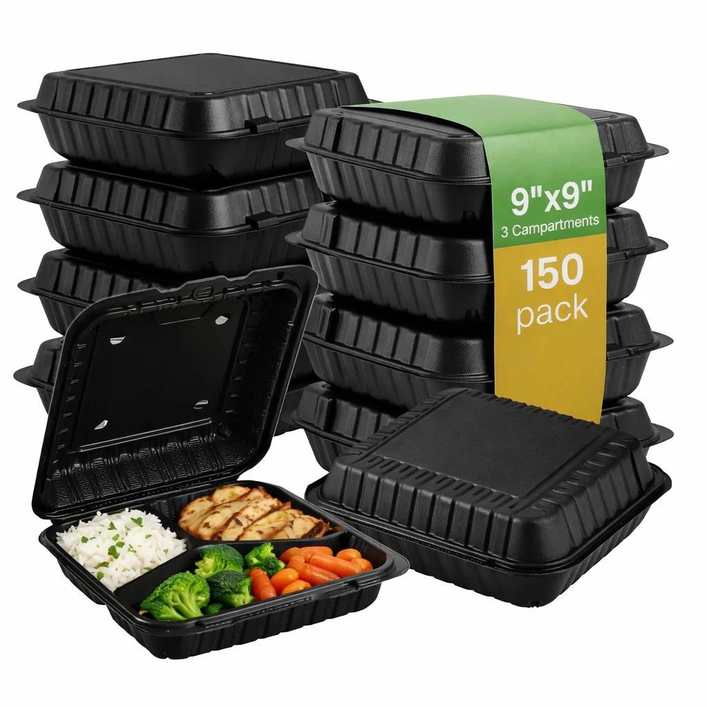 Black Container with Clear Lid 6x6 (100/case) — catering supply