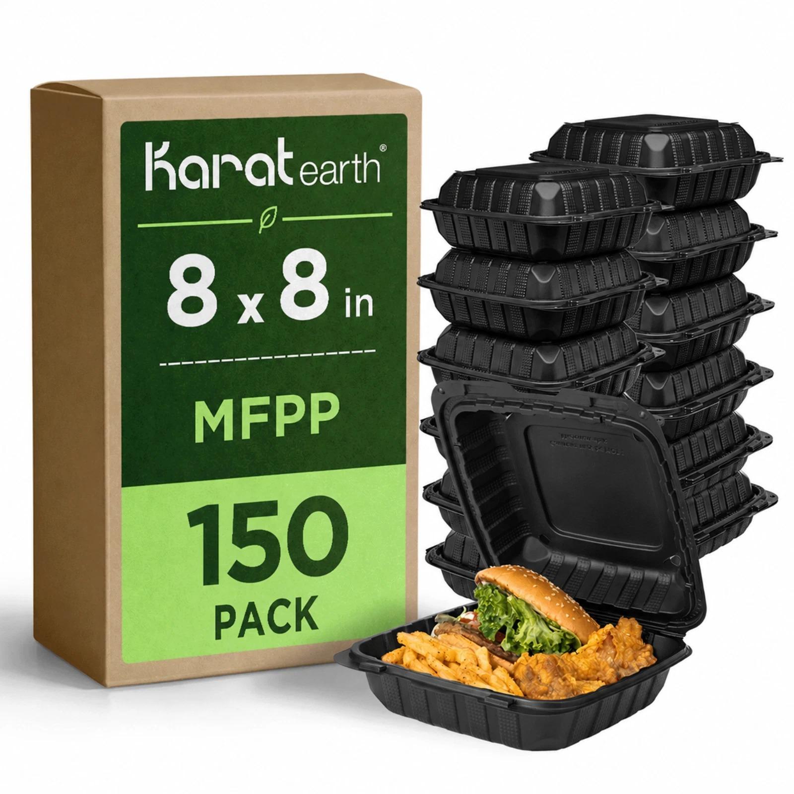 Black Hinged Mineral Filled Container (150/Case) — catering supply