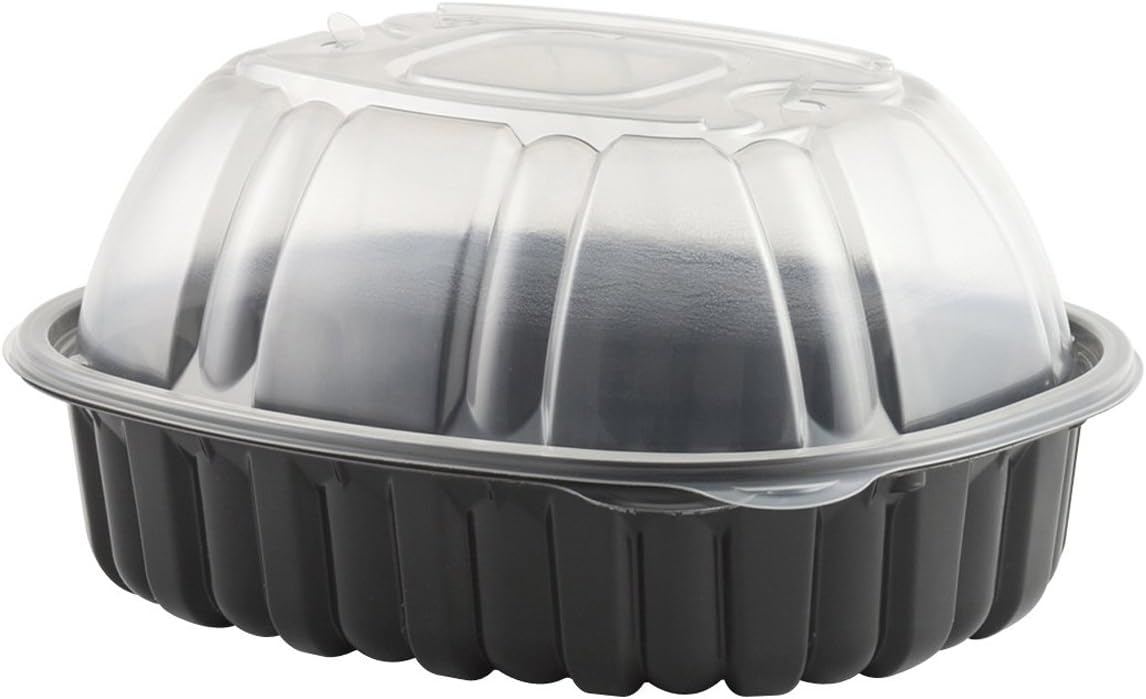Black Microwavable Chicken Roaster Container with Lid (170/case) — catering supply