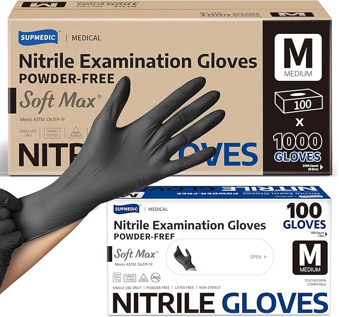 Black Nitrile Gloves M (1000/case) — cleaning product