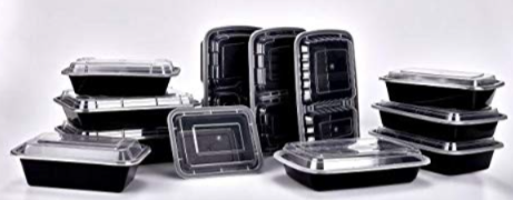 Black Rectangle Microwavable Container 58oz (150/case) — catering supply
