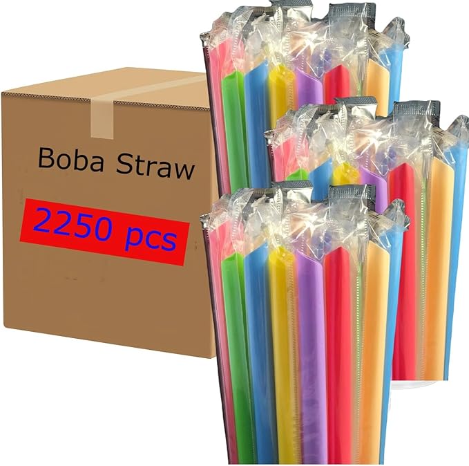 Boba Straws Wrapped Multicolor (3200/case) — catering supply