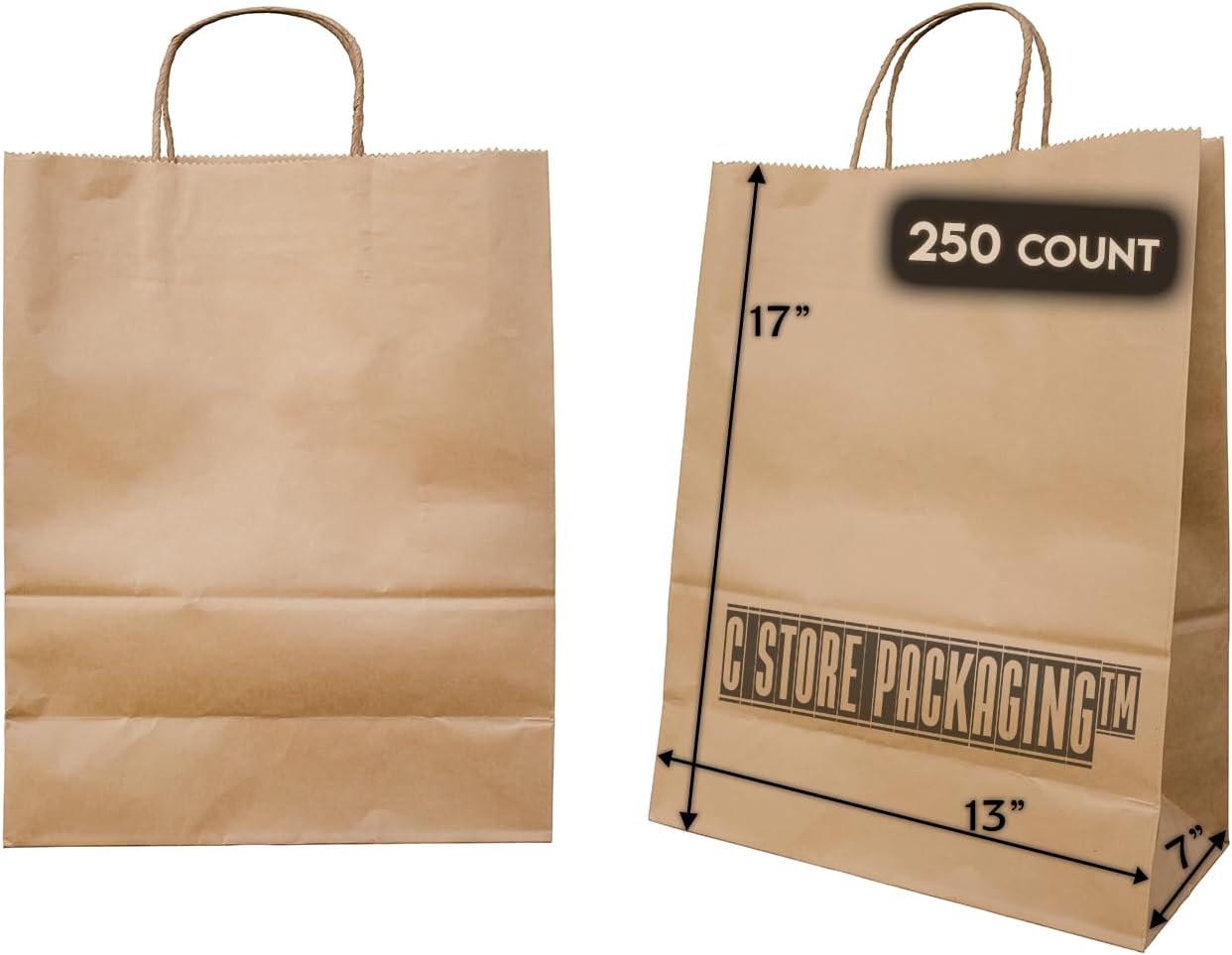 Brown Paper Bag w/ Handles 13x7x17 (250/case) — retail product