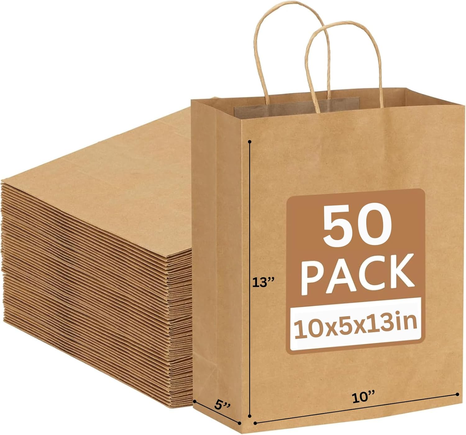 Brown Paper Bag w/ Handles 13x7x17 (50/case) — retail product