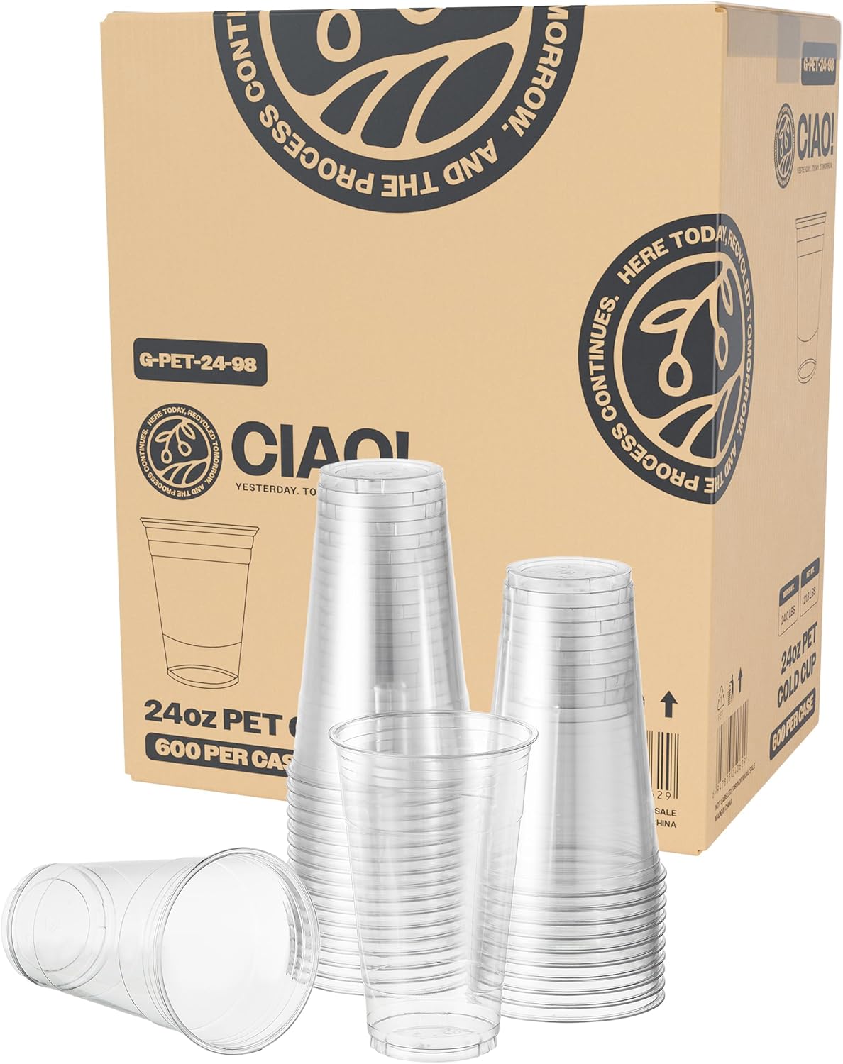Cafecito PET Clear Cup 24oz (600/case) — catering supply