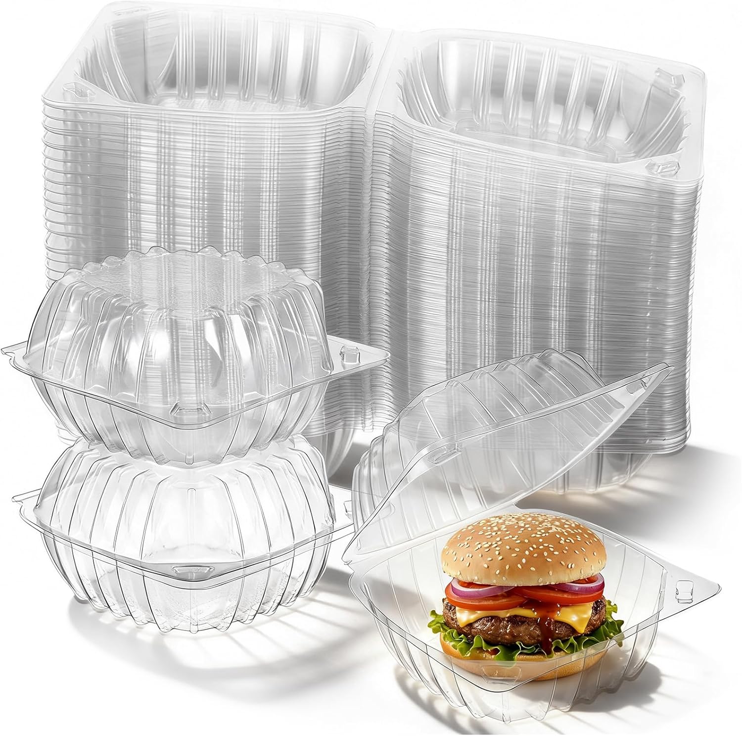 Dart C57PST1 Clear Hinged Container 6 x 6 - 500/Case — catering supply