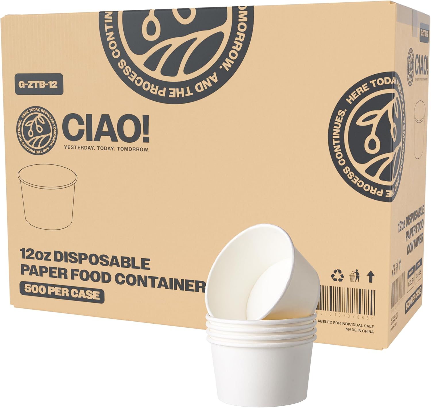 Deli White Paper Soup Container Lid 12oz (500/case) — catering supply