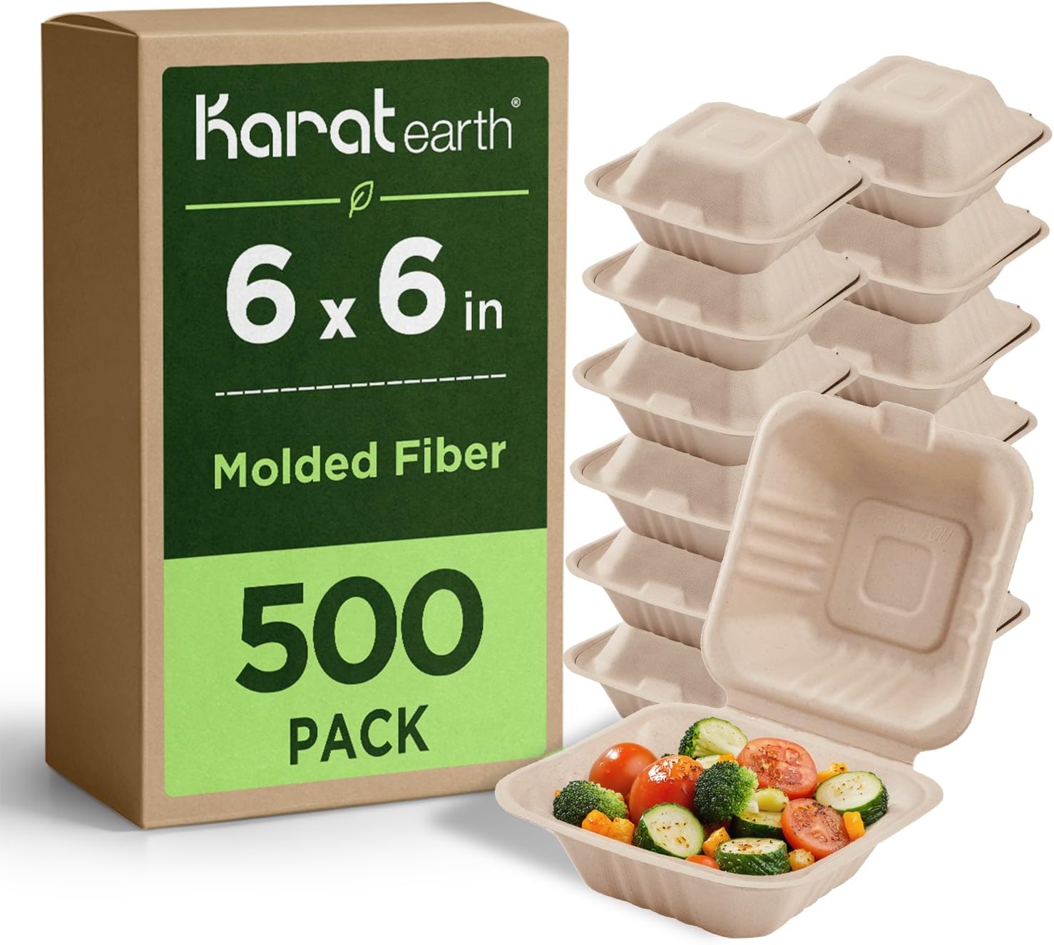 Fiber Clam Shell Container 6x6 (250/case) — catering supply