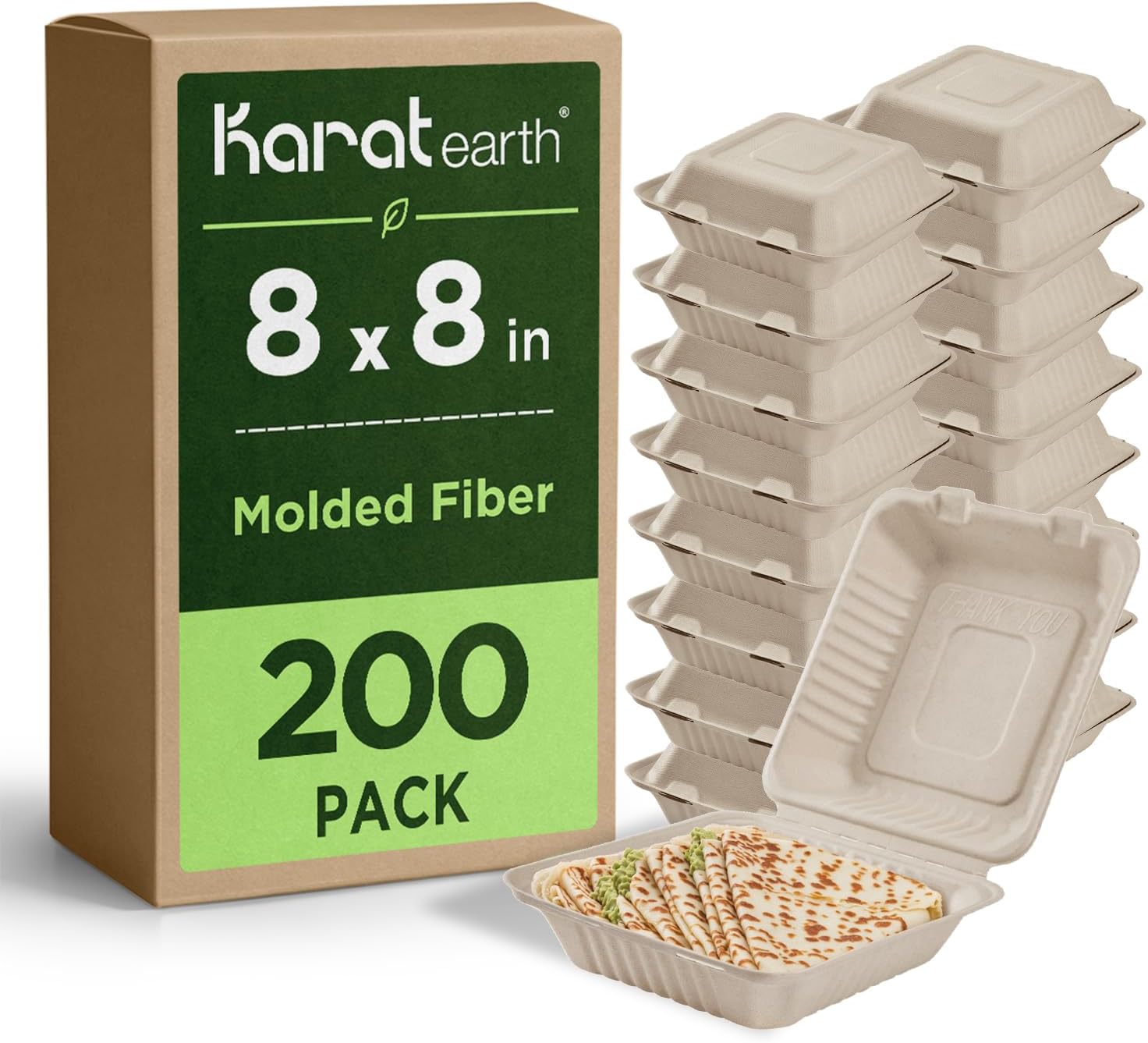 Fiber Clam Shell Container 8x8 (200/case) — catering supply