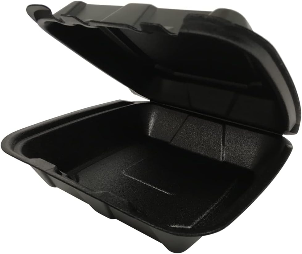 Genpak Black 8x8x3 Foam Container (200/case) — catering supply