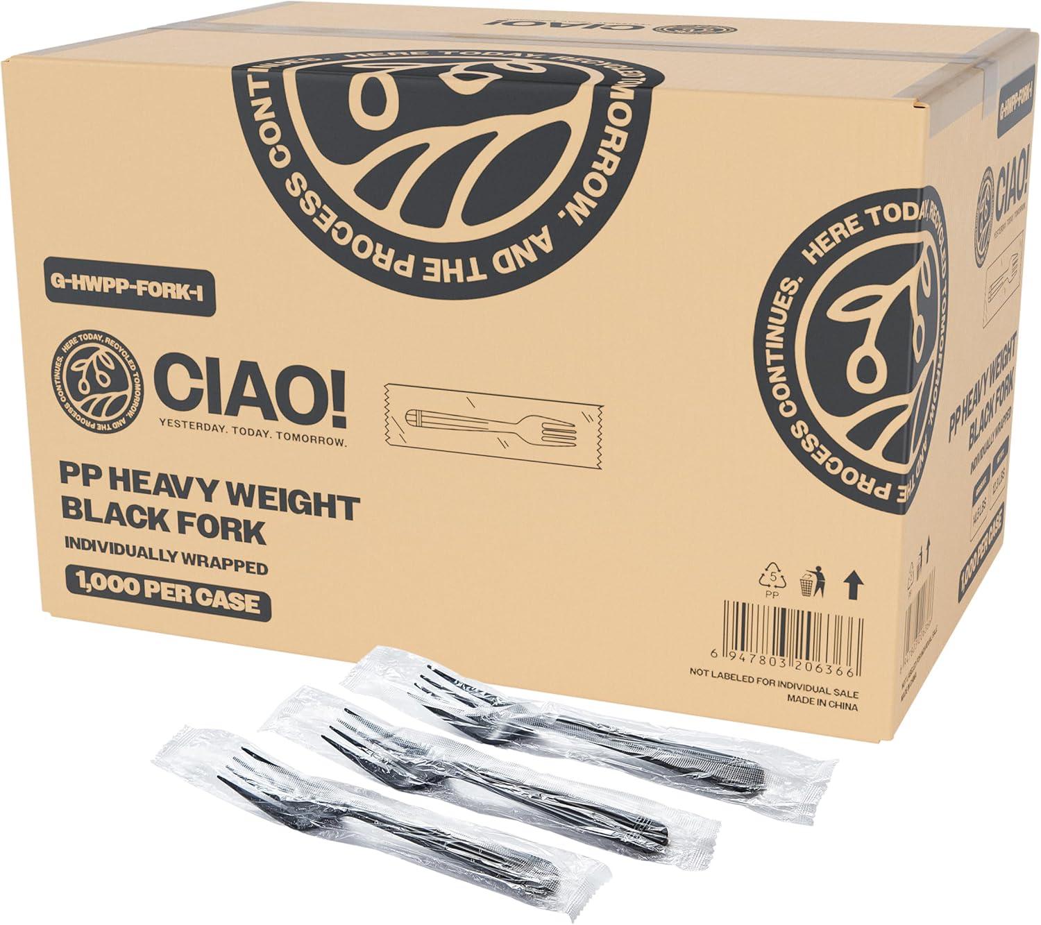 Heavy Weight Black Wrapped Fork (1000/case) — retail product