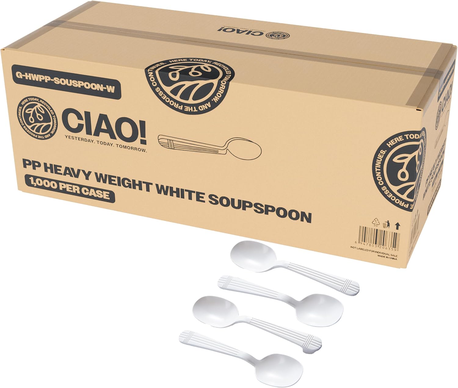 Heavy White Soup Spoon (1000/case) — retail product