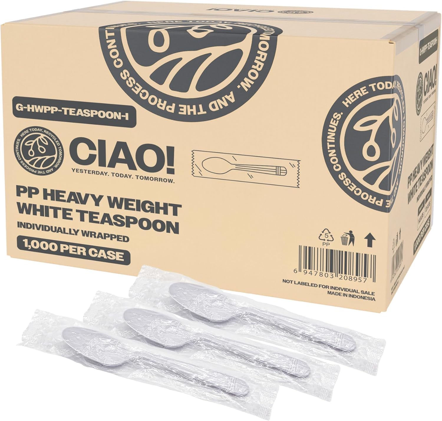 Heavy White Teaspoon (1000/case) — retail product