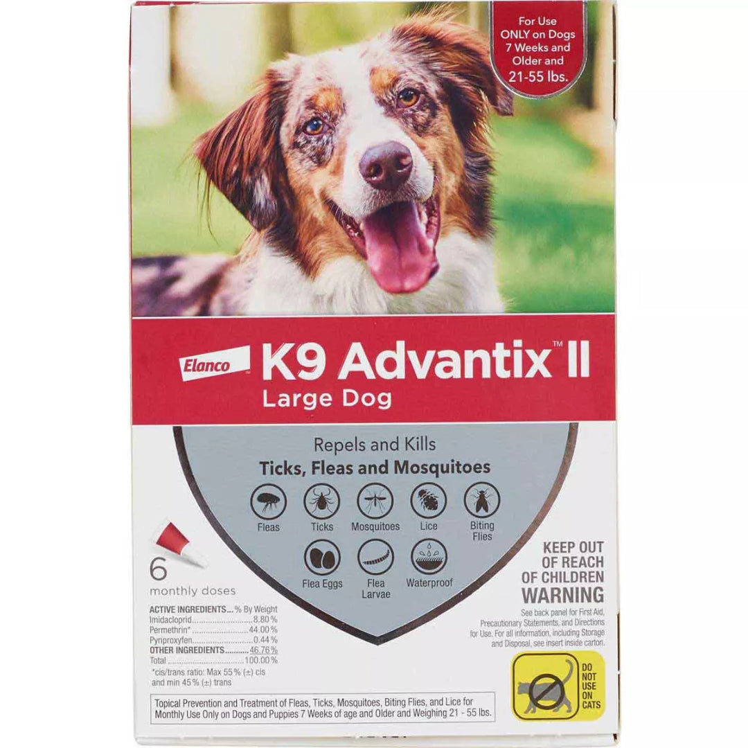 Advantix II Monthly Flea & Tick Prevention for Large Dogs (21–55 lbs), 6 Doses — pet care product