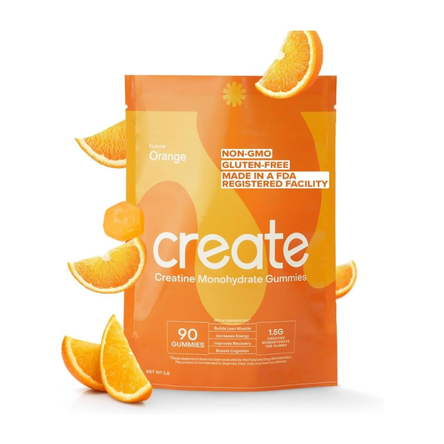Create Creatine Monohydrate Gummies for Men & Women: Strength, Orange 90ct — supplement pack