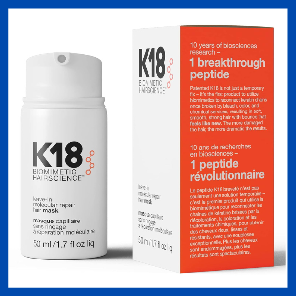K18 Leave-In Molecular Hair Mask, Repairs Dry or Damaged Hair, Reverse Hair Damage from Bleach, Color — hair care product