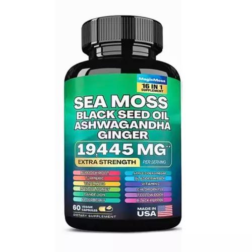 60 capSea Moss, Black Seed Oil, Ashwagandha, Turmeric, Ginger (16 in 1 Multivitamin) — supplement pack