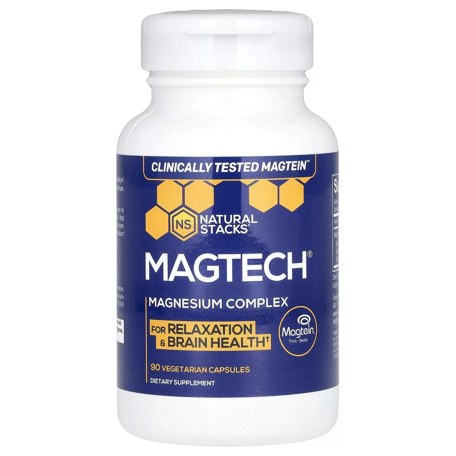 MagTech, Magnesium Complex, 200 mg, 90 Vegetarian Capsules (66.6 mg per Capsule) — supplement pack