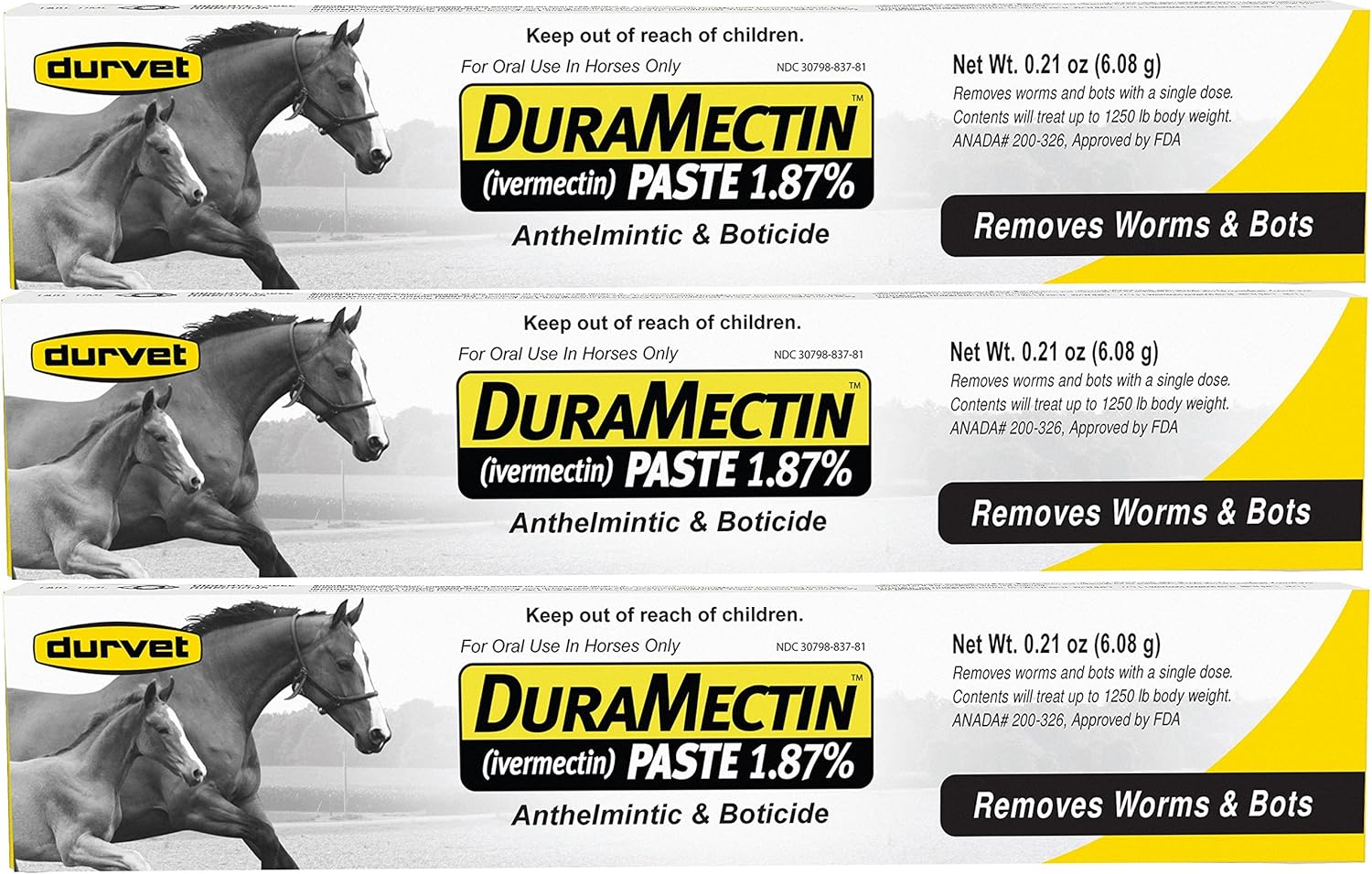 Durvet Duramectin Equine Wormer Paste - 3 Tubes — pet care product