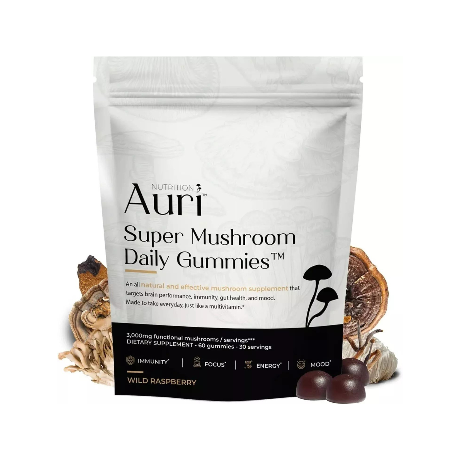 auri super mushroom gummies — supplement pack