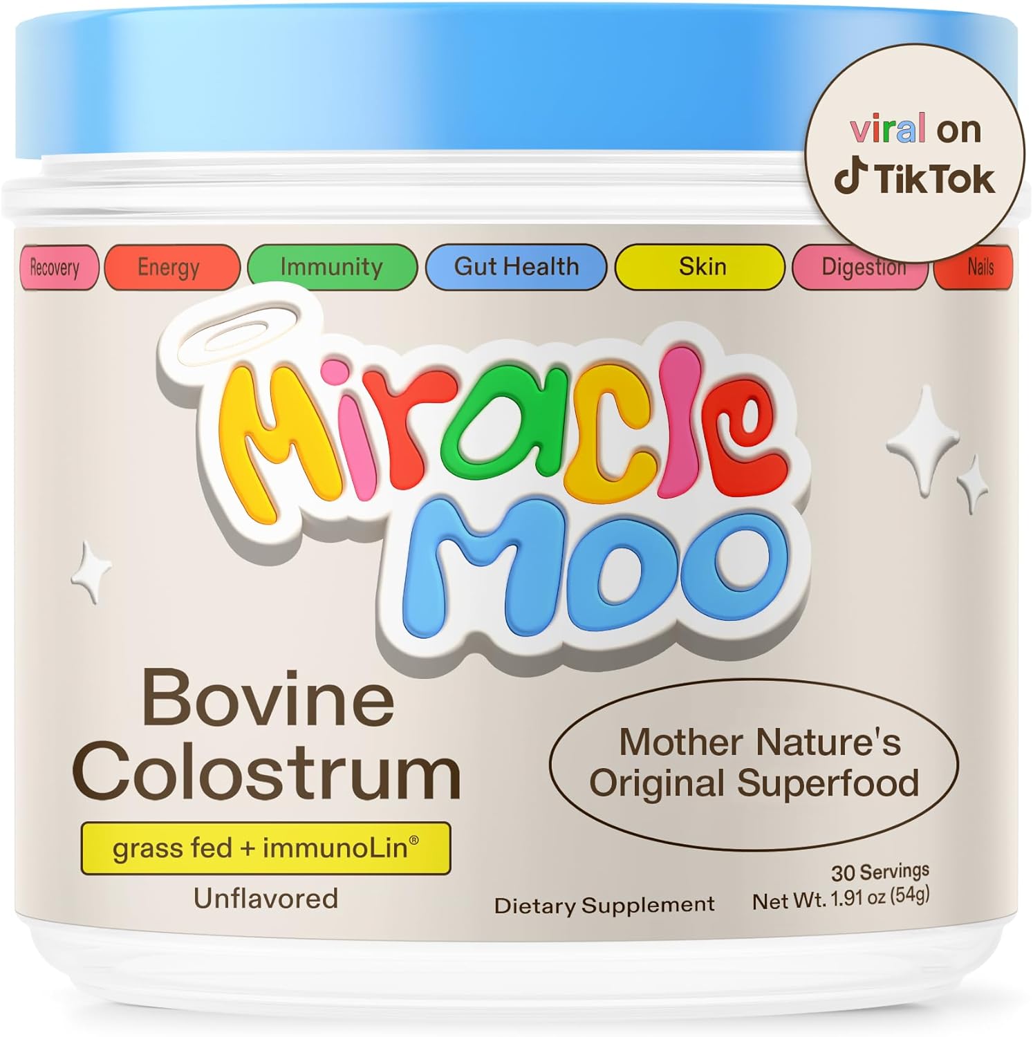 Colostrum Supplement for Gut Health Hair Growth Beauty and Immune Support 30 servings — supplement pack