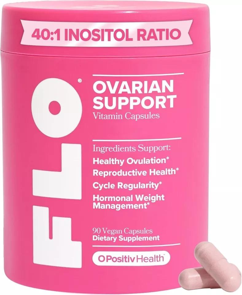 FLO Ovarian Support Vitamin 90 Vegan Capsules Dietary Supplement Hormone Balance — supplement pack