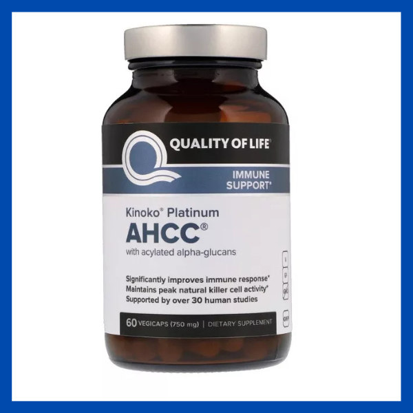 Quality of Life Labs, Kinoko Platinum AHCC, Immune Support, 750 mg, 60 capsules — supplement pack