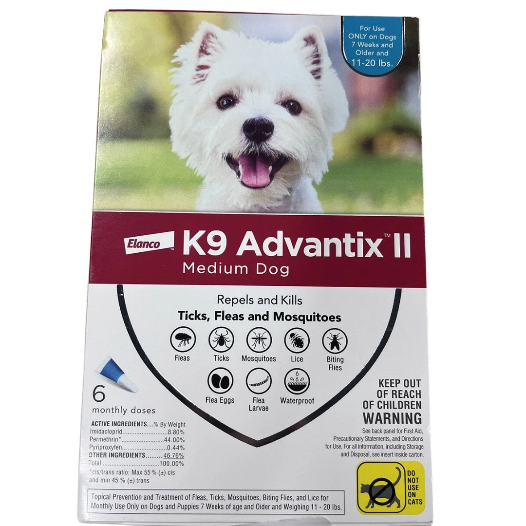 K9 Advantix II Flea and Tick Treatment for Medium Dogs 11-20lbs,6 Doses — pet care product