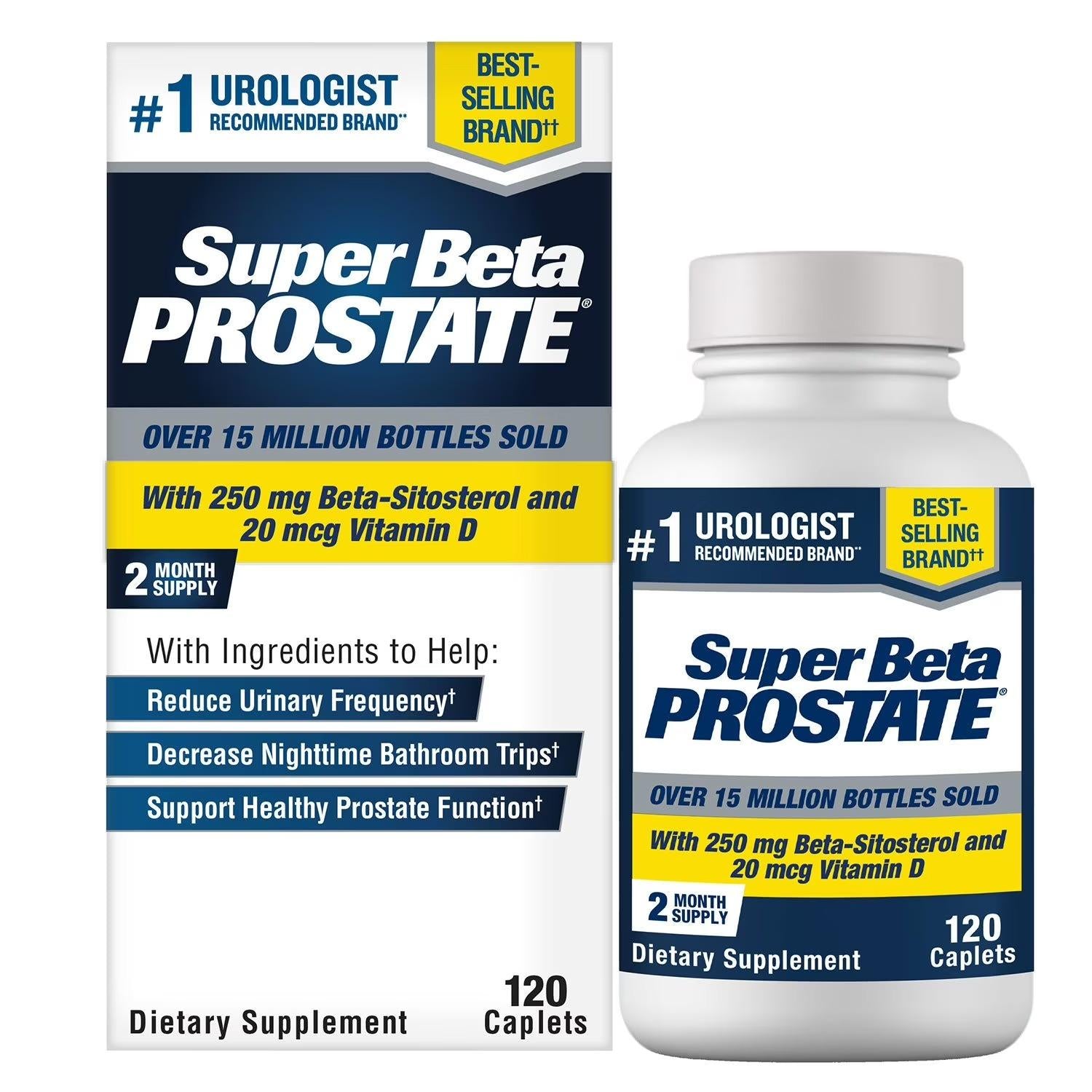 Super Beta Prostate Male Supplement with 250 mg. Beta-Sitosterol Caplets 120 caps — supplement pack