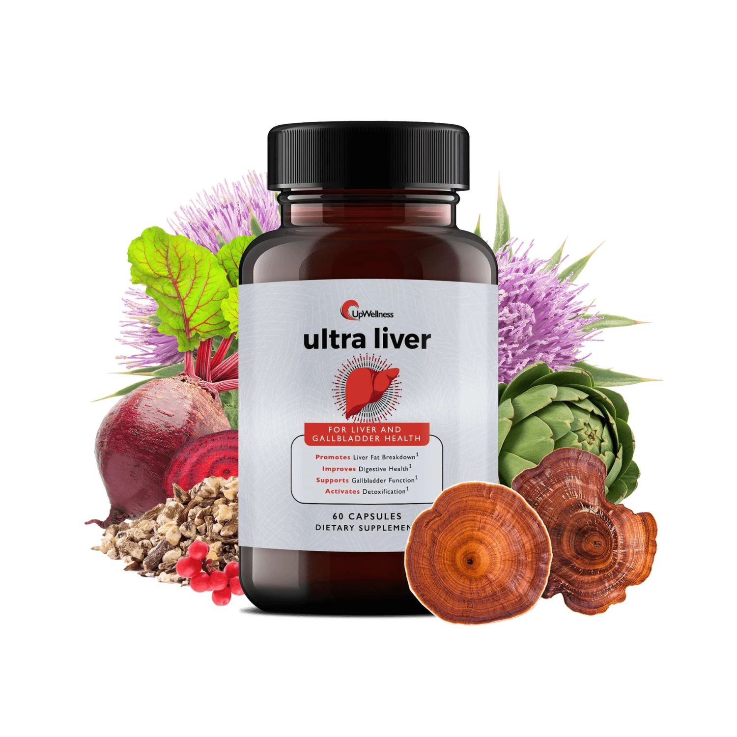 UpWellness Ultra Liver Supplement for Liver Health and Gallbladder Support 60 capsules — supplement pack