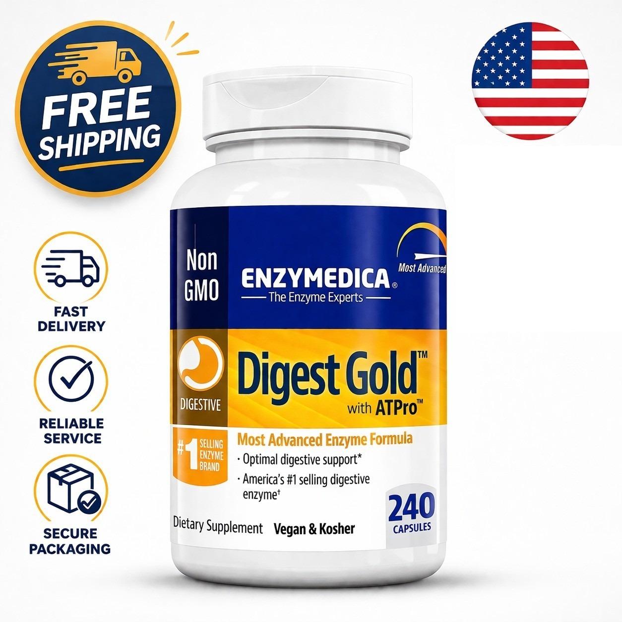 Enzymedica Digest Gold+ATPro, Most Advanced Support 240 Capsules — supplement pack