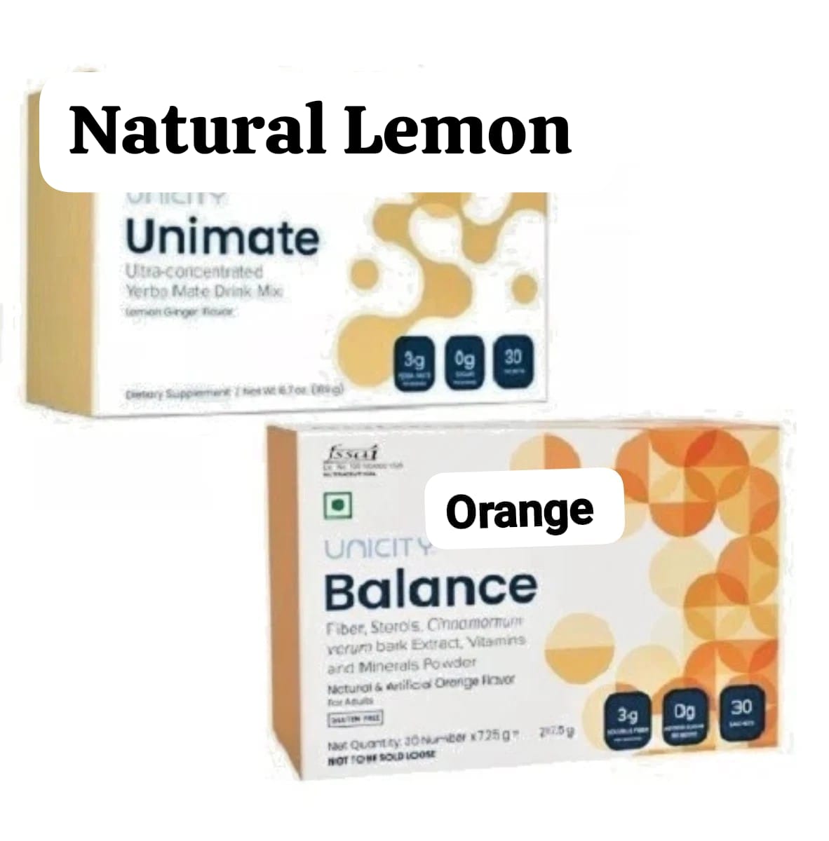 COMBO -Unicity Unimate Natural LEMON and Unicity Balance orange — supplement pack